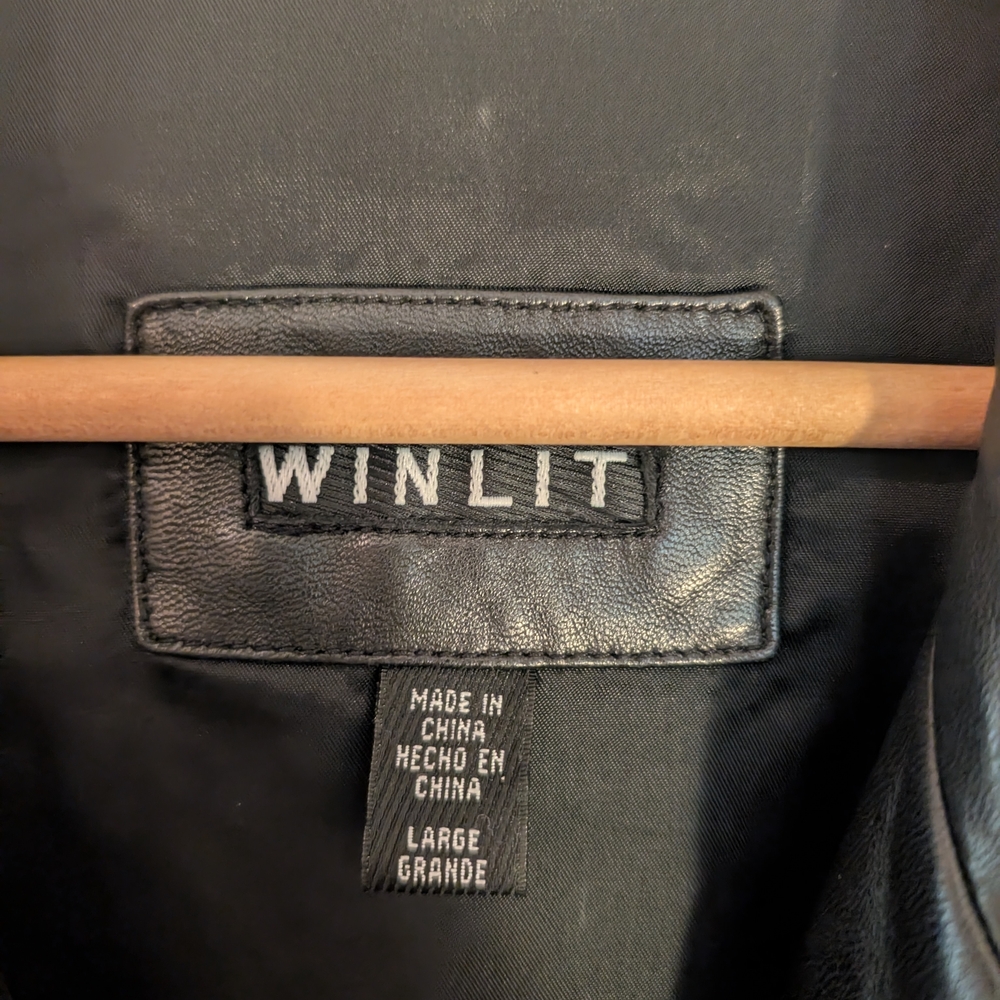 90s Black Leather Coat Midi Coat - Picture 9 of 12